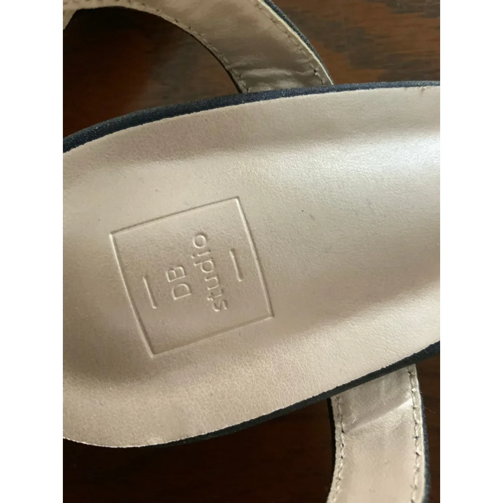 DB Studio Navy Glitter Block Heel Ankle Strap Sandals Size 6 - Picture 6 of 6